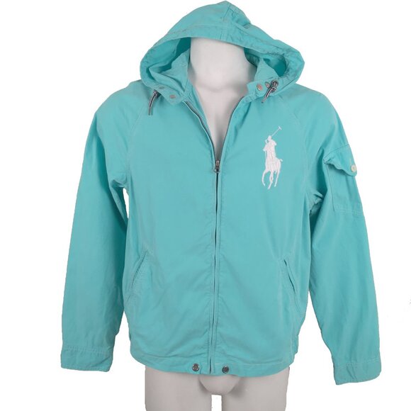 NEW Polo Ralph Lauren Windbreaker Jacket!Aqua With White Big PonyLightweight